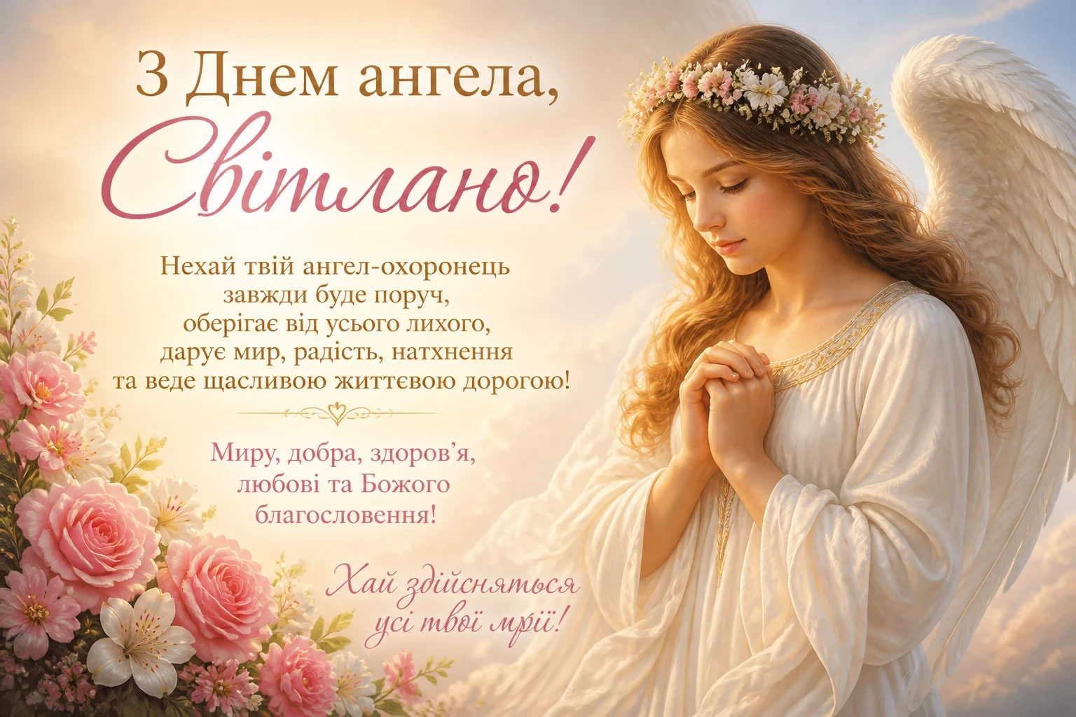 Привітання з днем ангела для Світлани