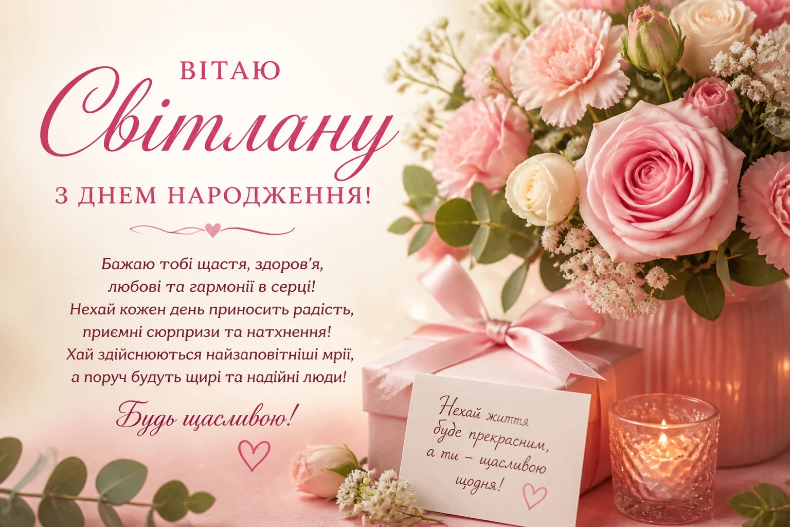 Привітання з днем народження для Світлани