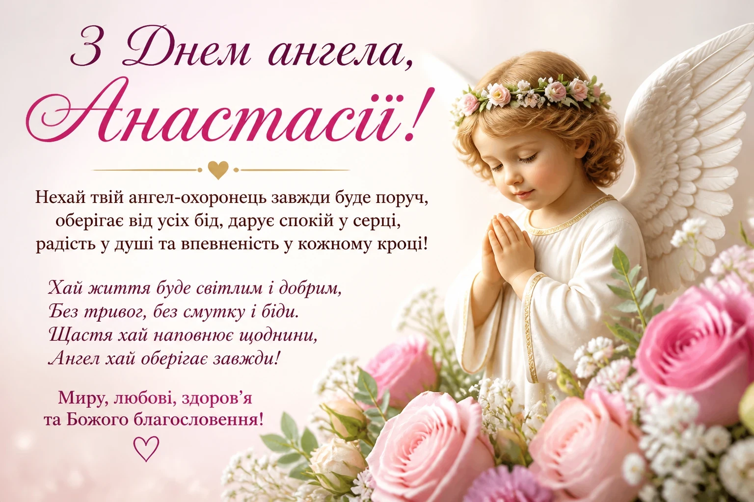 Привітання на день ангела Анастасії