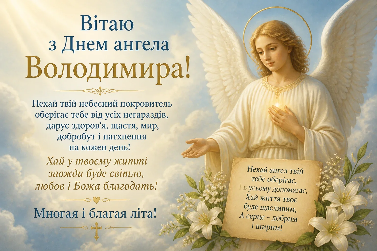 Привітання з днем ангела Володимира