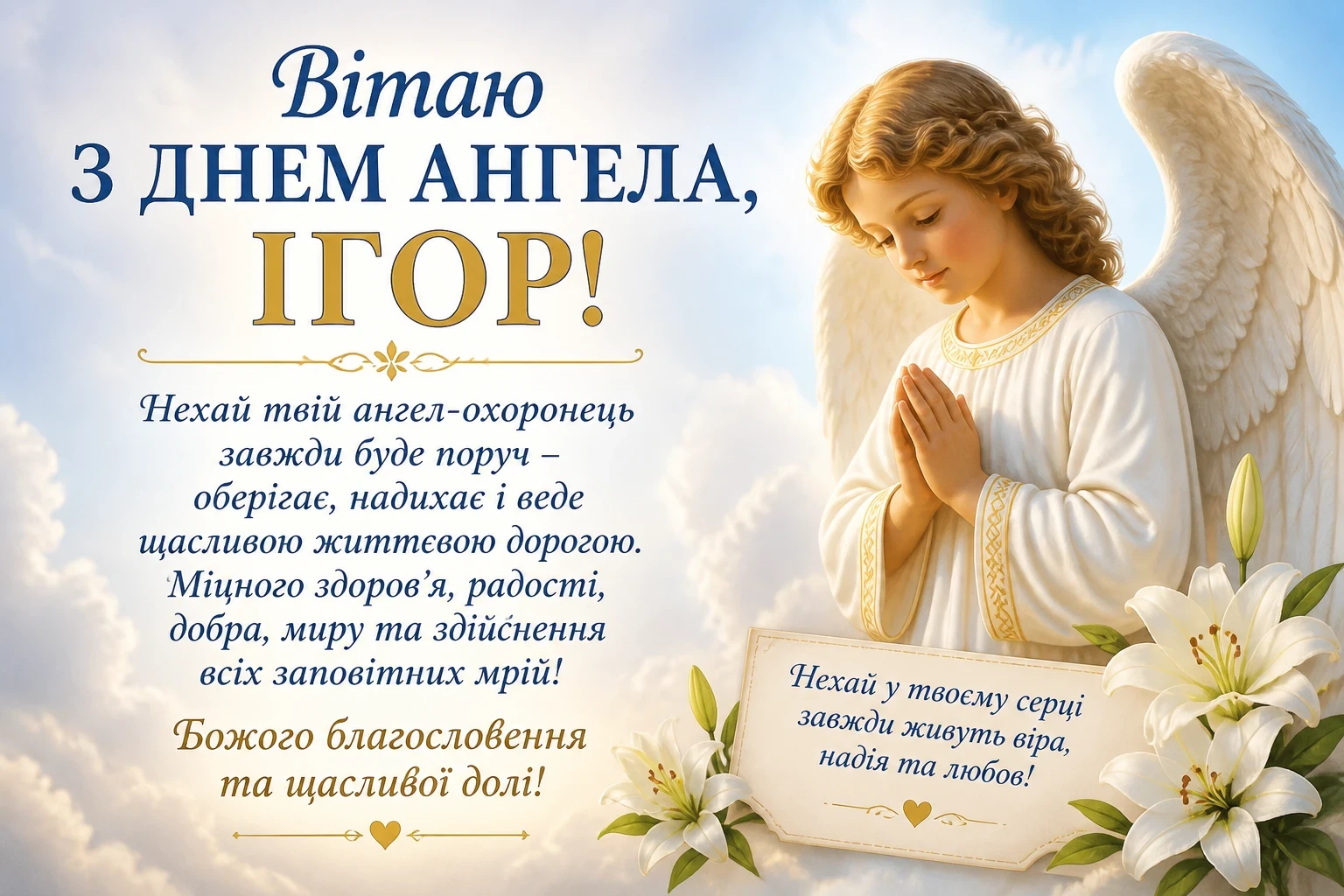 Привітання на день ангела Ігоря