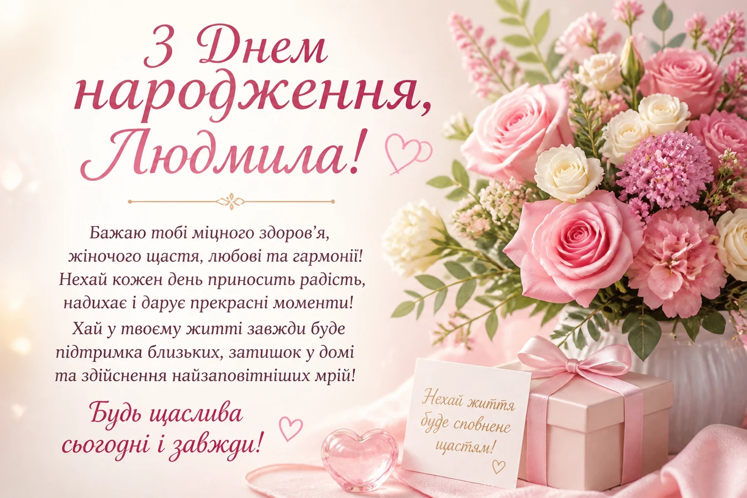Привітання з днем народження для Людмили