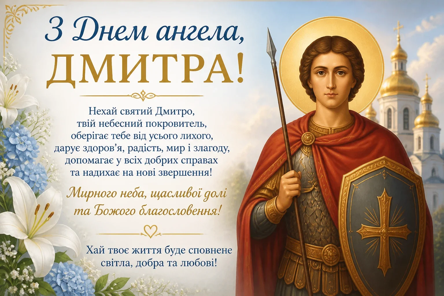 Привітання на день ангела Дмитра
