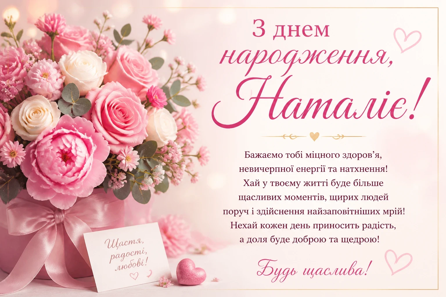 Привітання з днем народження для Наталії